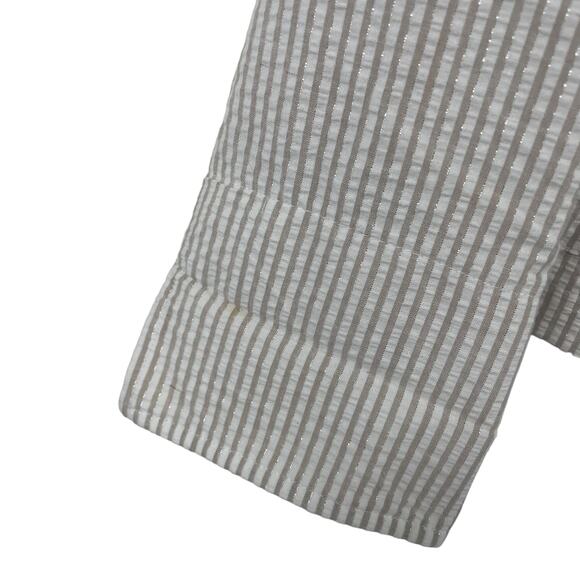 Elliot Lauren Button Front Striped Seersucker Blazer Jacket White Beige 8 ASIS - Picture 2 of 6